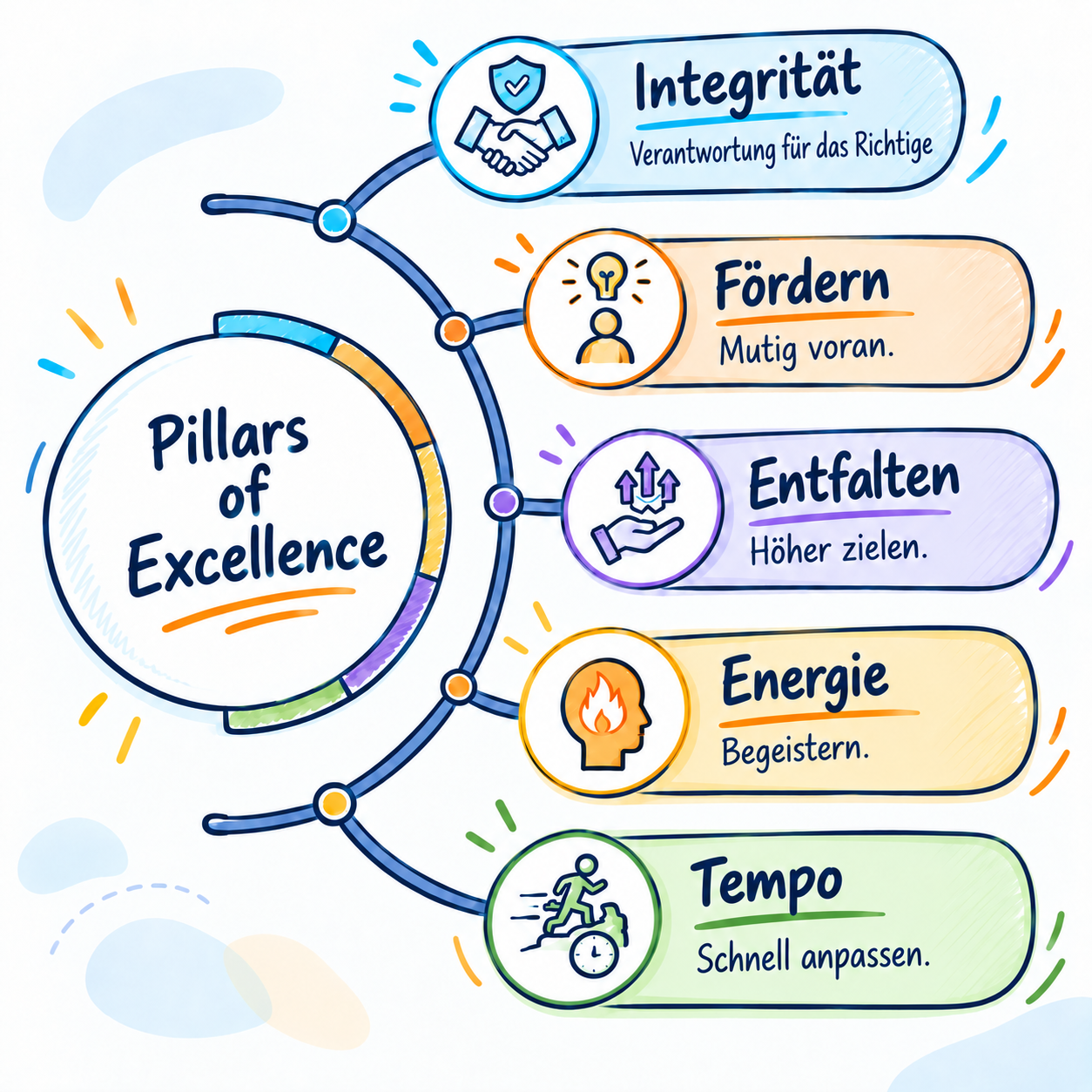 Grundwerte von byPeople Technologies — Integrität, Incubate, Elevate, Pace, Passion